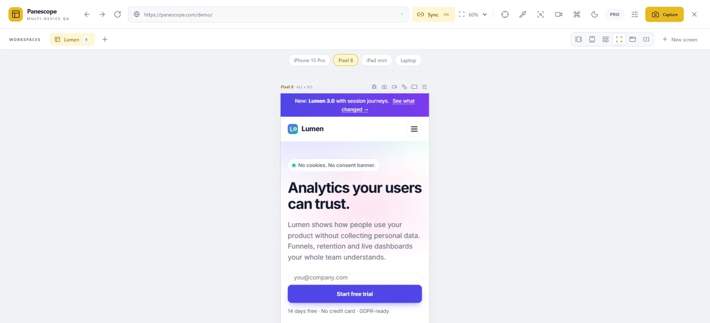 Focus mode with a screen switcher
